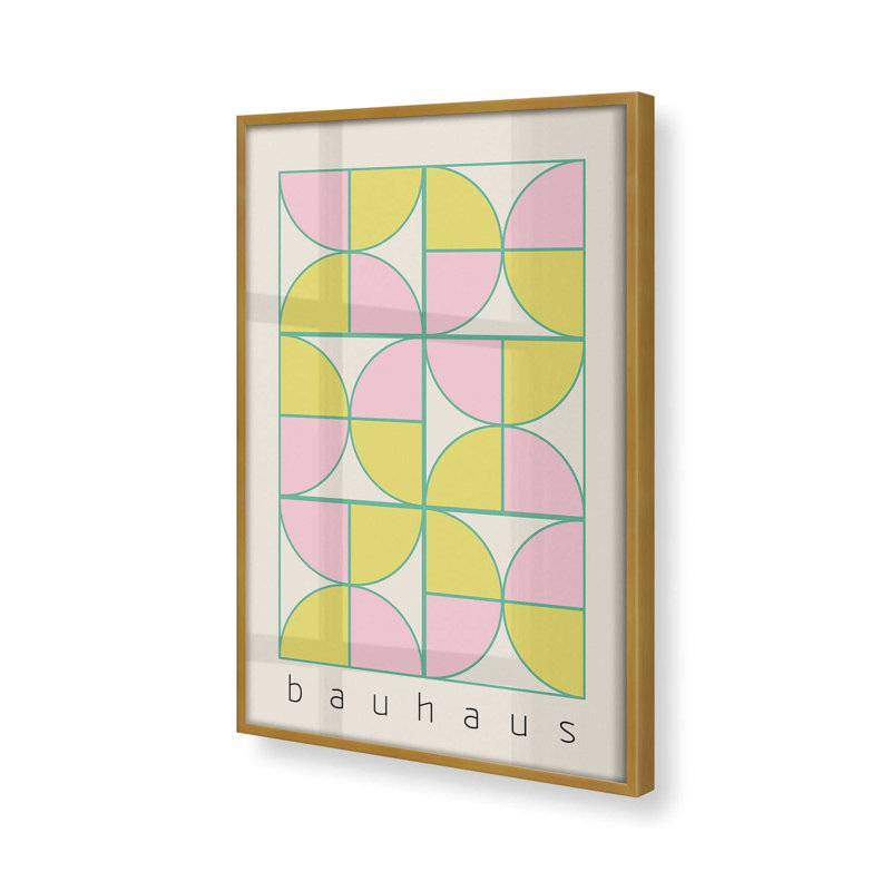 «Bauhaus Pastel Play» par Looks Printables, Papier avec cadre doré poli, H 21,25 po x l 17,25 po x P 1,25 po