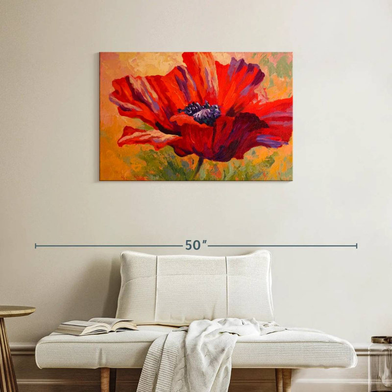 Délicat coquelicot rouge, H 24 po x l 36 po