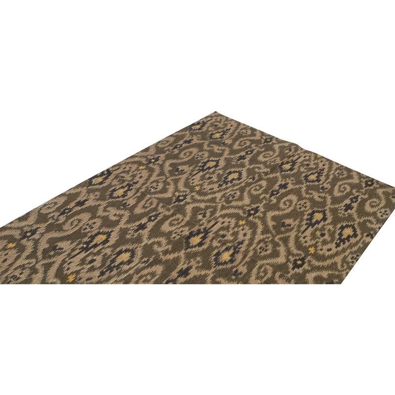 Flatweave Wool Ikat Area Rug in Olive And Multi