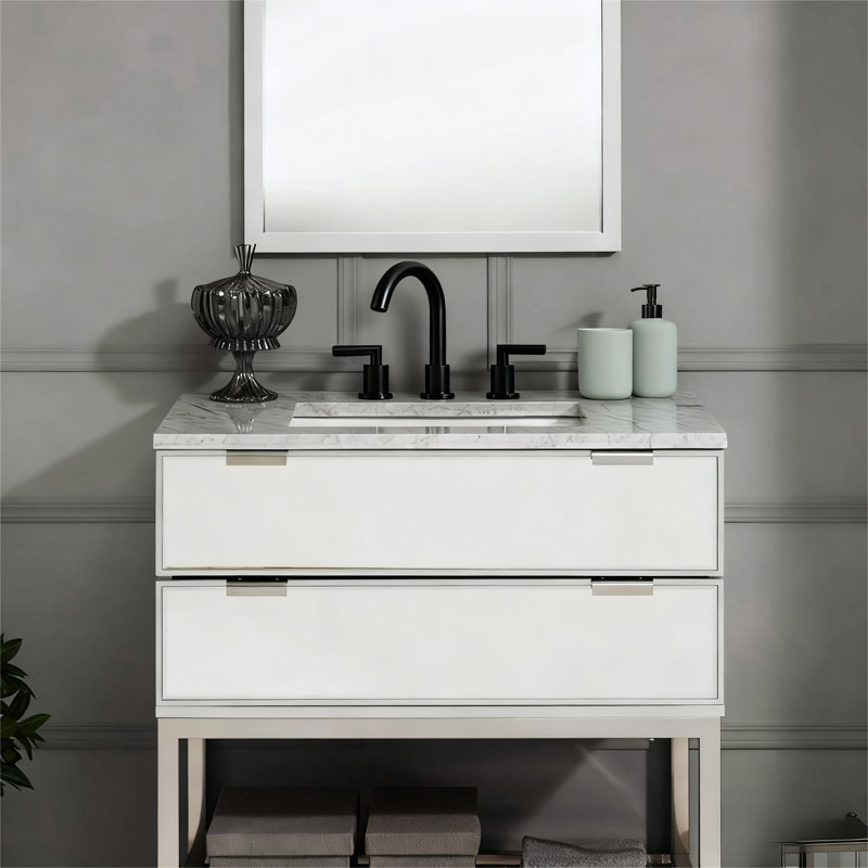 Robinet de salle de bain 360 ° à 3 poignées à 3 trous et 8 trous, en acier inoxydable 304, en acier inoxydable 304, en nickel brossé, en nickel brossé, avec un tuyau à haute température
