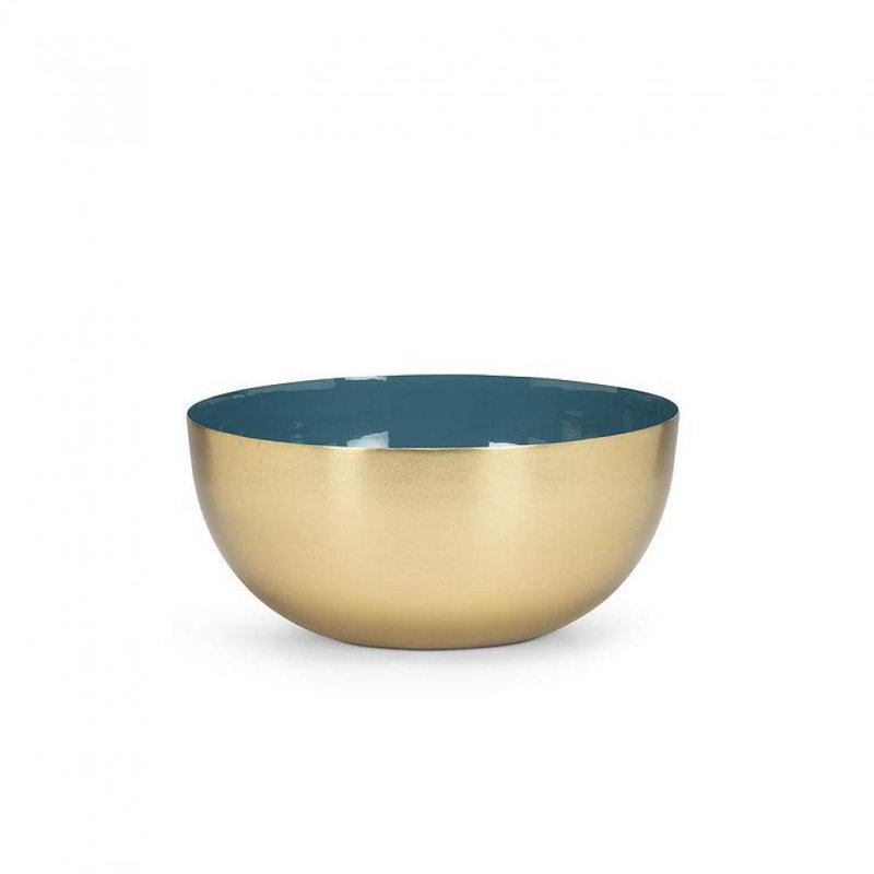 Bol en métal vert sauge, Perle / bleu denim