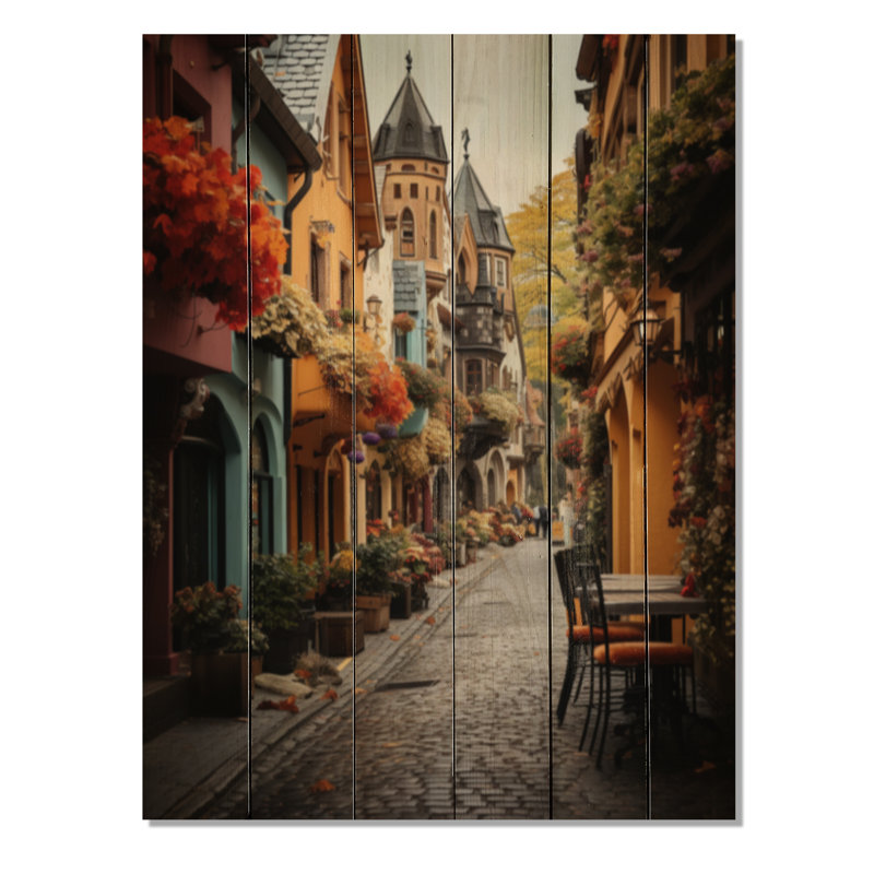 Allemagne, Allemagne, vieille ville II, sur bois, H 32 po x l 24 po x P 0,78 po