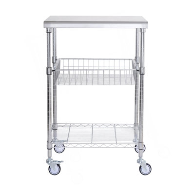Chariot roulant à 3 niveaux sur roulettes 24 po x 20 po x 36,6 po 470 LBS 6 crochets