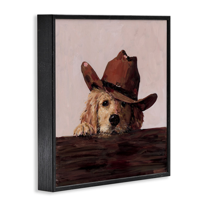Peeking Cowboy Dog, estampe numérique, design par Studio Bautista, H 17 po x l 17 po, Giclée encadrée noir minuit