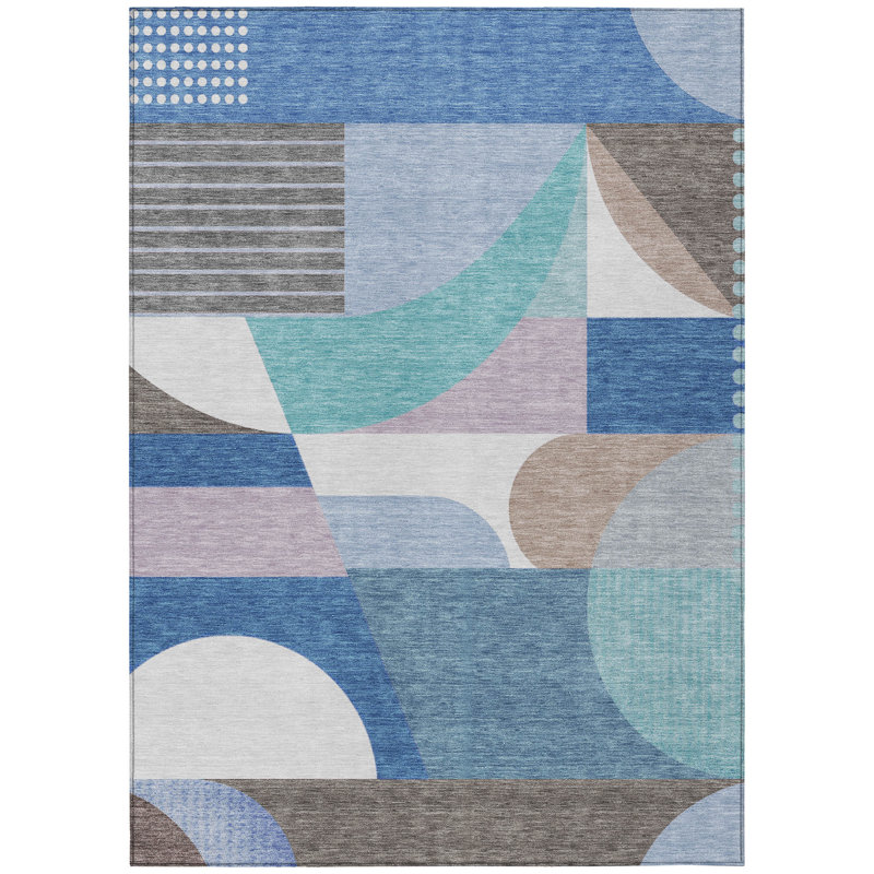 Aeleth Blue Washable Indoor-Outdoor Rug - LOOMLAN, 10' x 14'