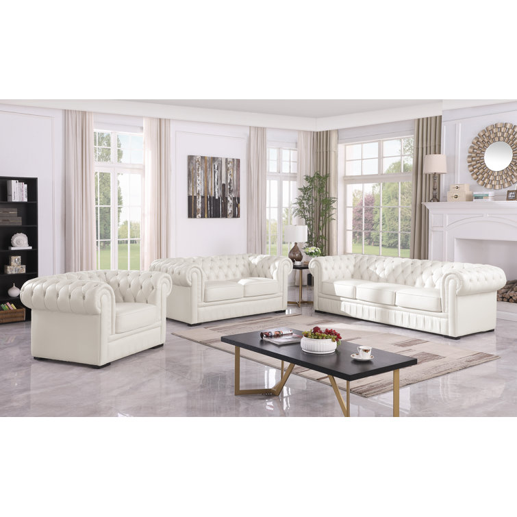 1005 White Leather Sofa By ESF Furniture, 53% OFF