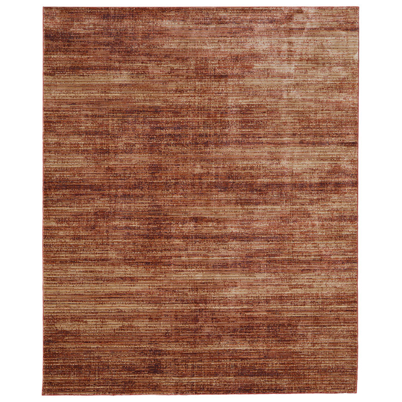 Tapis Esser moderne uni, tapis d'appoint, Rectangle 6 pi 7 po x 9 pi 6 po, Brun / Rouge / Brun clair