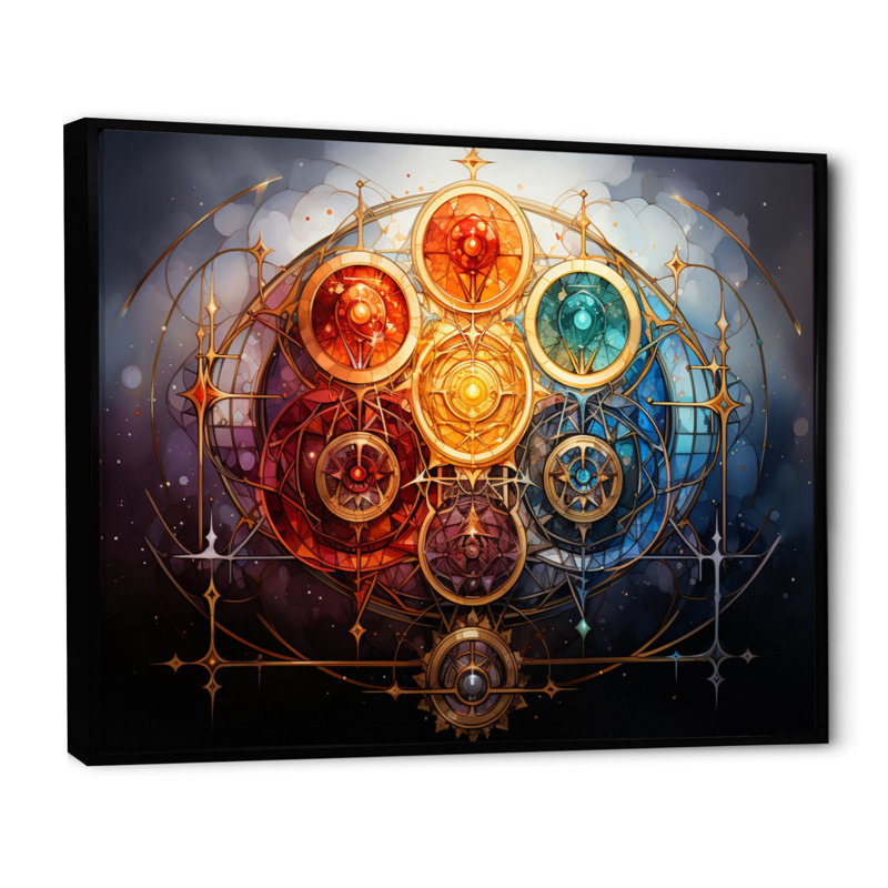 Kasal Asian Art Mandalas Of Enlightment II, reproduction d'art sur toile encadrée, Cadre flottant noir