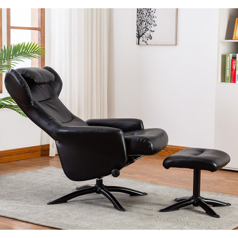 Fauteuil inclinable en similicuir avec repose-pieds Vantasia, Similicuir noir