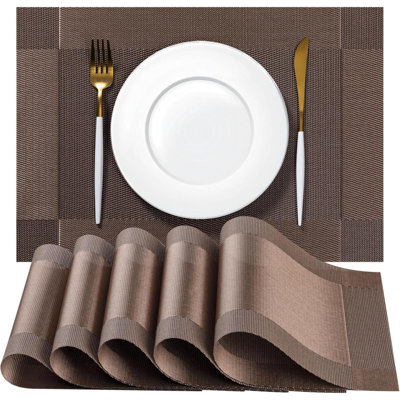 Placemats Set Of 12 - Easy Clean Woven Vinyl Placemats For Dining Table, Indoor/Outdoor Place Mats, Washable PVC Table Mats