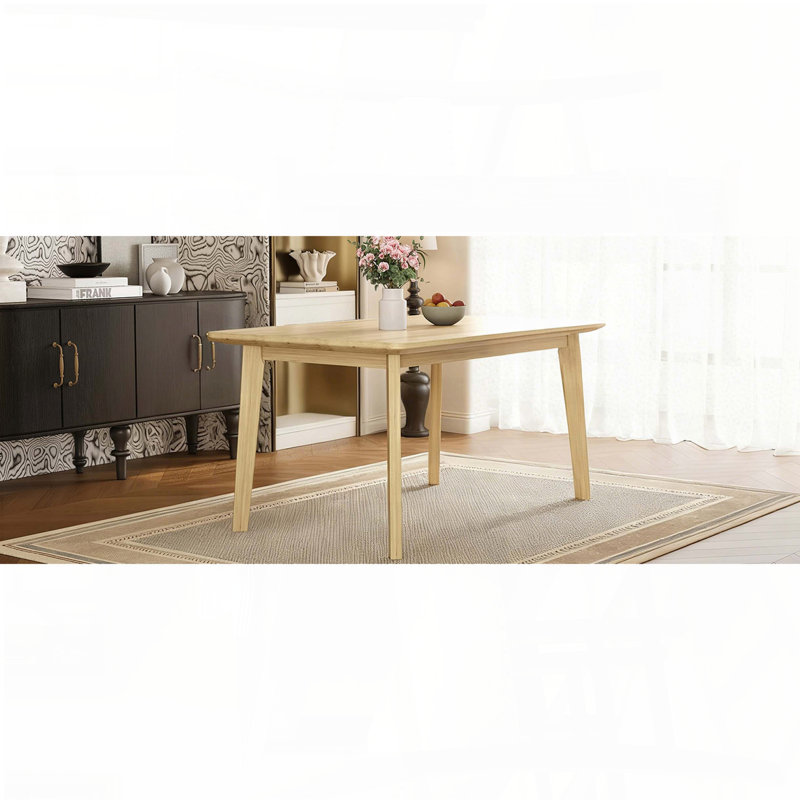 Table de salle à manger rustique avec cadre en bois massif (47,24 po, naturel), Brun