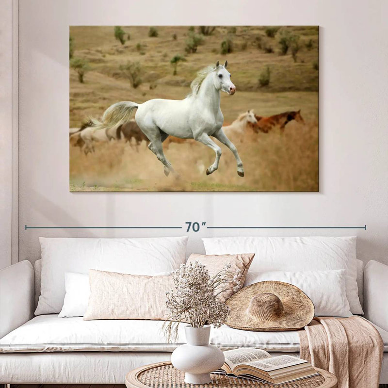Prized White Stallion, 34" H x 51" W