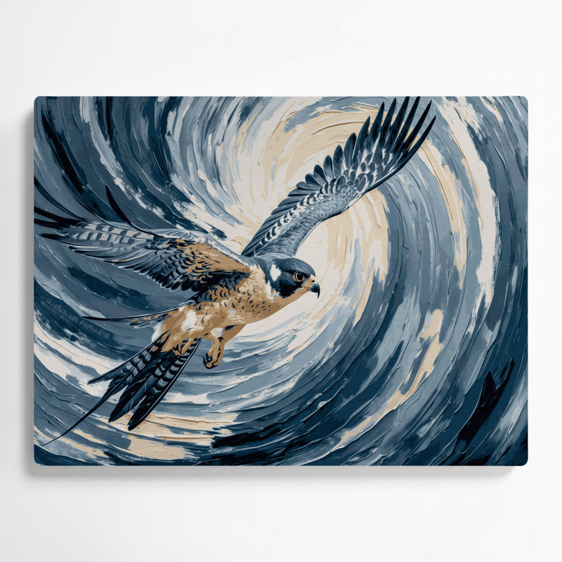 Oiseaux, art mural bleu faucon pèlerin, H 24 po x l 36 po