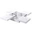 Table basse carrée en placage de marbre blanc, plateau coulissant et table de rangement stable en placage blanc de 39,4 po