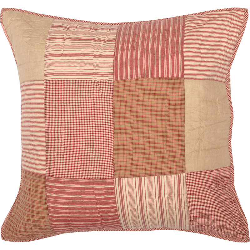 Couvre-oreiller Sawyer Mill 100% coton, Euro, Rouge champêtre / brun clair foncé / kaki