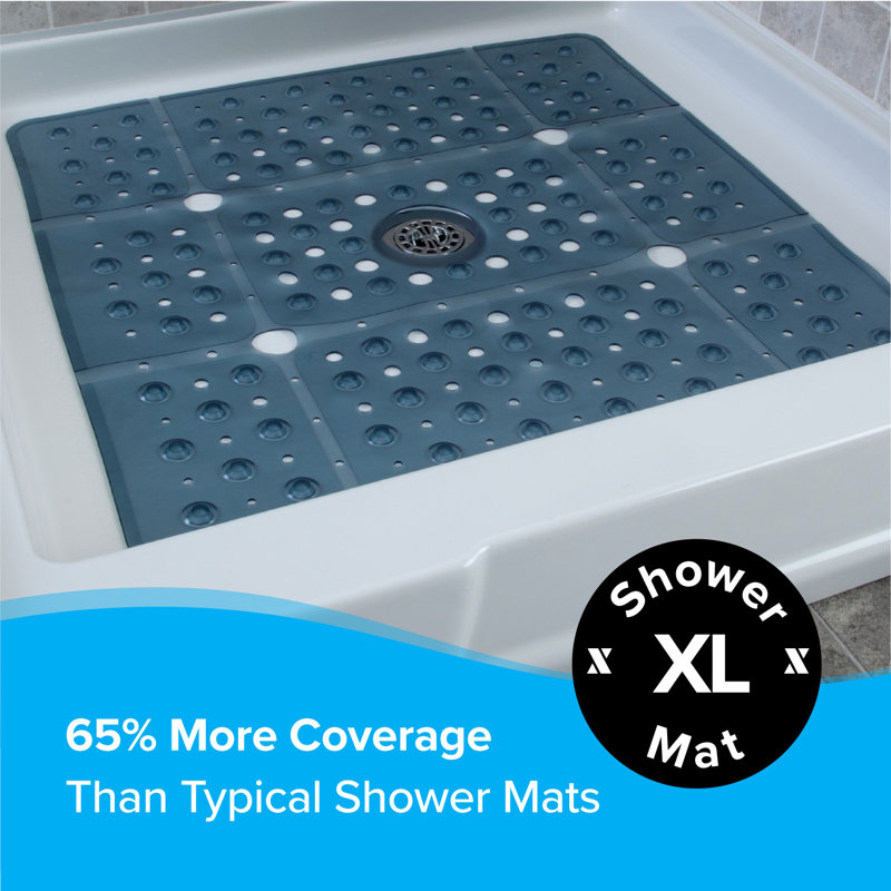 Extra Large Translucent Dusty Blue Square Shower Mat