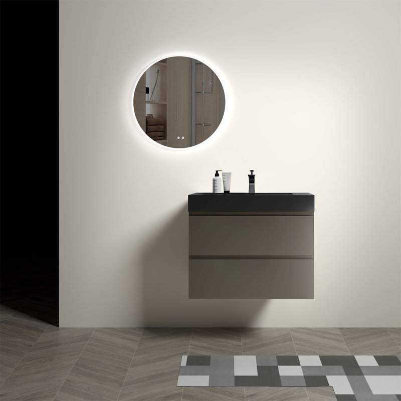 Meuble-lavabo avec lavabo Alice, 30", Gris, Noir