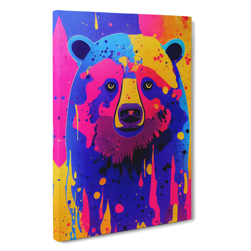 Colourful Bear No.2 - Print, No Matte, 50cm H x 35cm W x 3cm D, Wrapped Canvas
