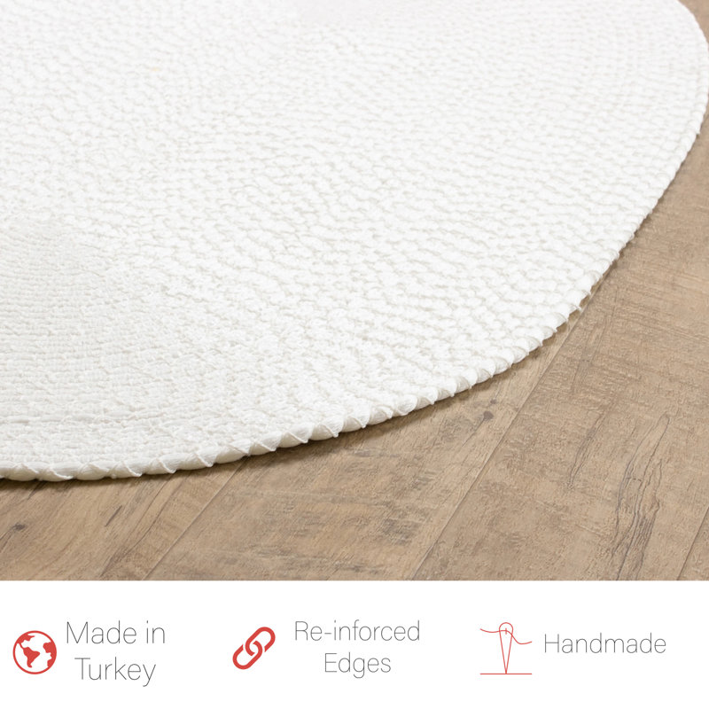 Solid Braided Farmhouse Performance Area Rug, Round 4'