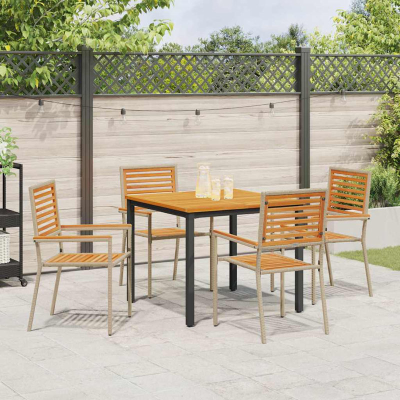 5 Piece Garden Dining Set, Beige