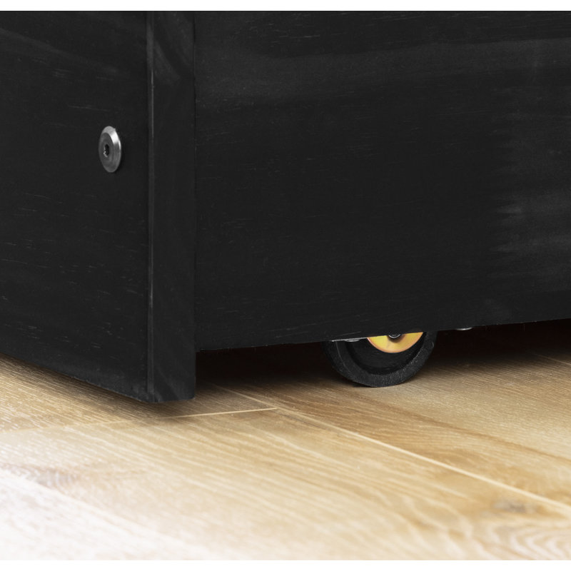 Black Twin Pine Wood Bunk Bed with Trundle and Storage