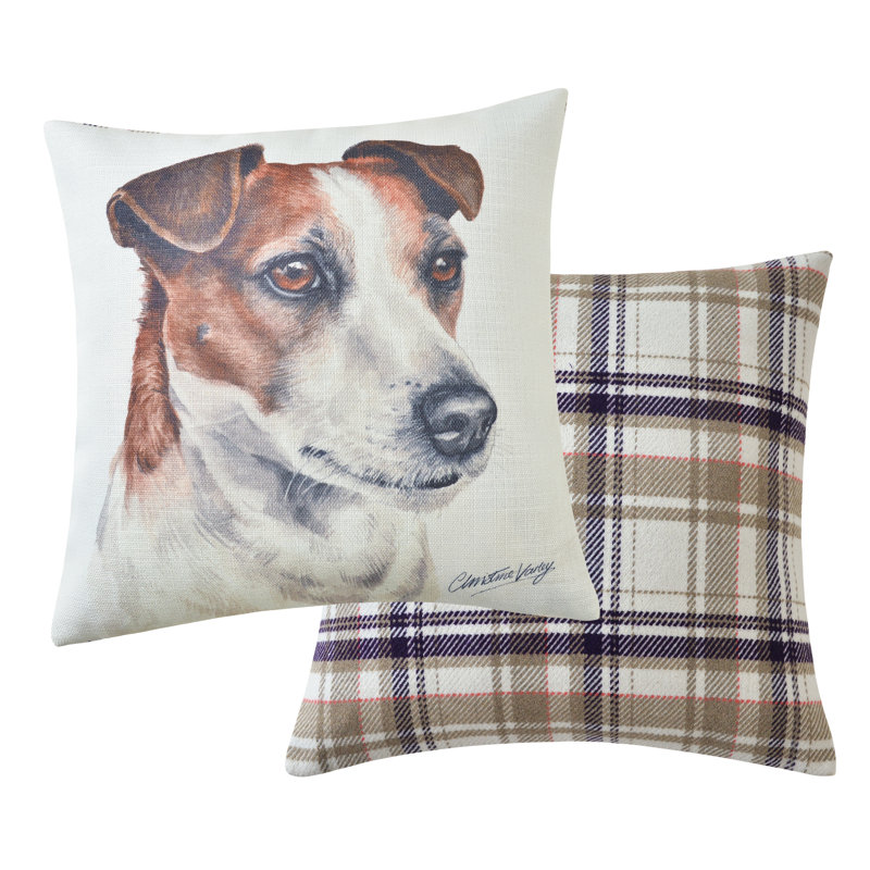 Plaid Beige Square Cushion