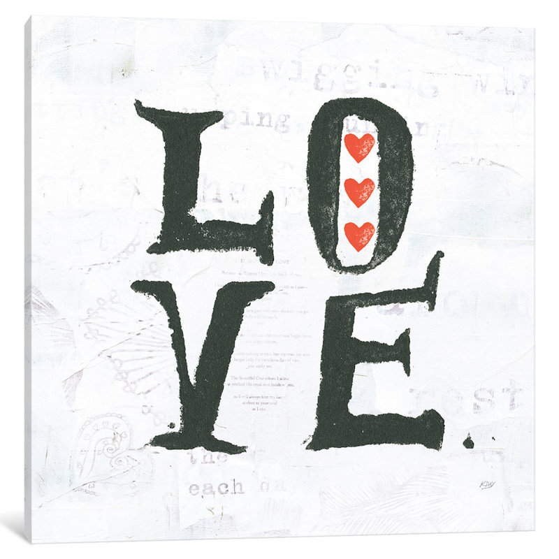 "Mots", "Love", art textuel sur toile tendue, H 12 po x l 12 po x P 1,5 po, Toile tendue, Pas de tapis
