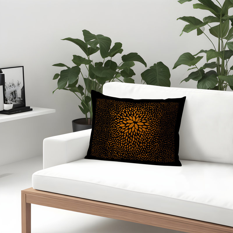 Housse et insert de coussin rectangulaire intérieur / extérieur en polyester filé Bavière, Orange / noir