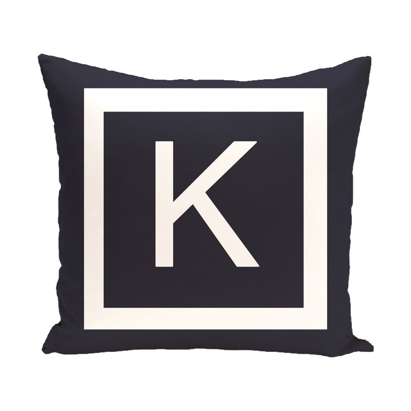  Housse de coussin carré et insert, H 16 po x l 16 po x P 2 po, K, Bleu marine / Blanc