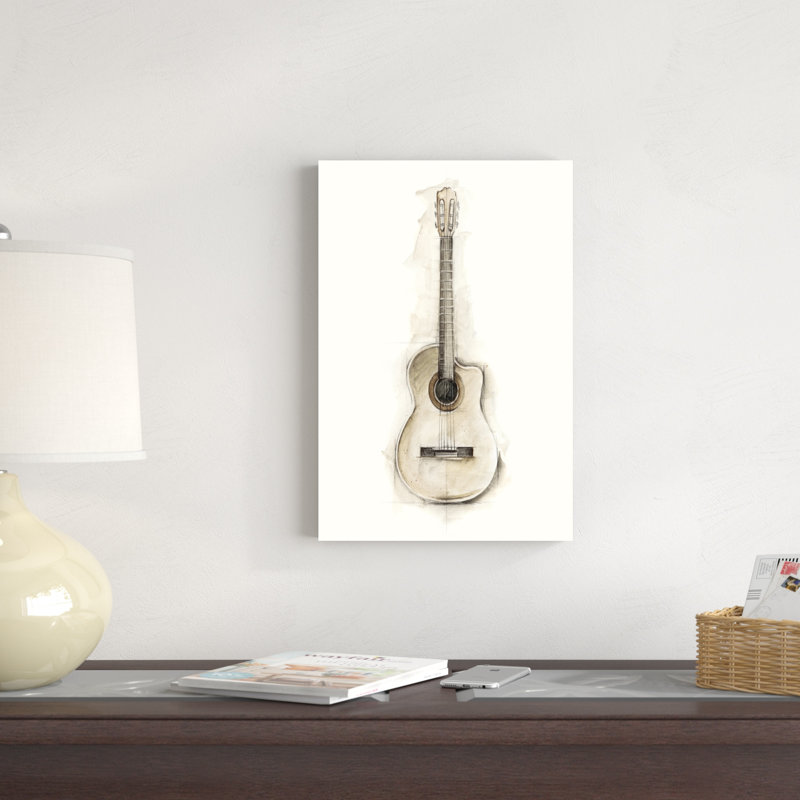 «Ethan's Guitar II» par Ethan Harper - peinture sur toile tendue, H 18 po x l 12 po x P 1,25 po
