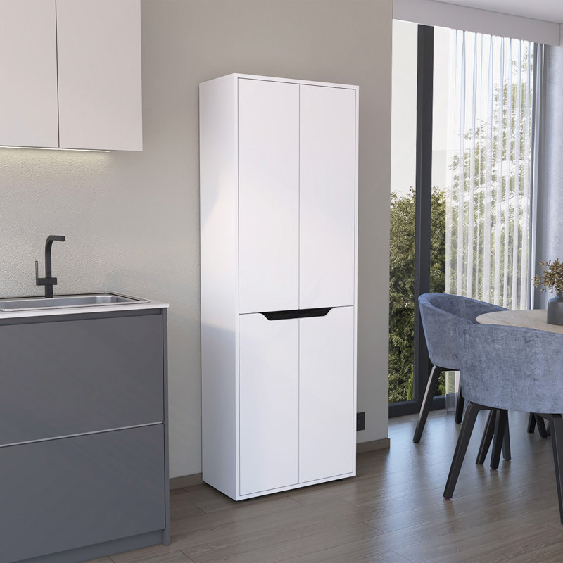 67"H Kitchen Storage Cabinet, With Four Doors And Five Interior Shelves