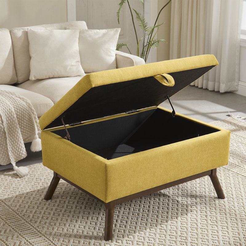 Banc de rangement Mid-Century, Jaune