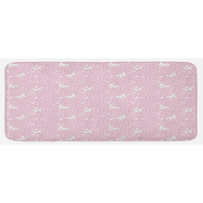 Tapis de cuisine papillons sur fond doux à motif floral rose pâle