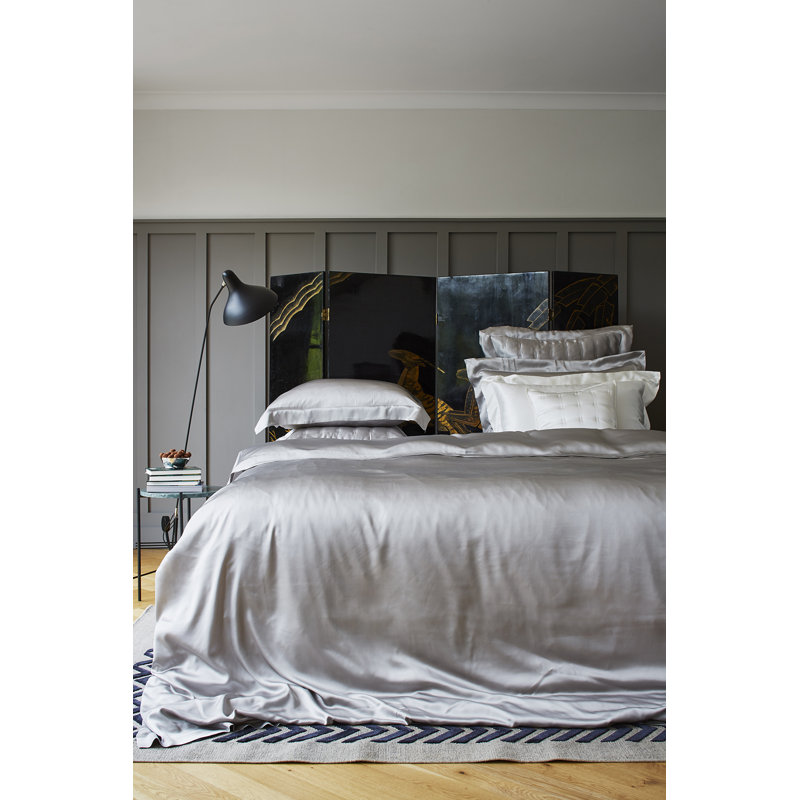 Signature Silk Satin Flat Sheet, 94" W x 112" L, Navy
