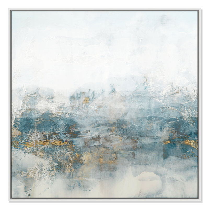 Misty Blue - Square Version Print by Casa Fine Arts, White Floater Framed Canvas, No Mat, 37.5" H x 37.5" W x 2" D