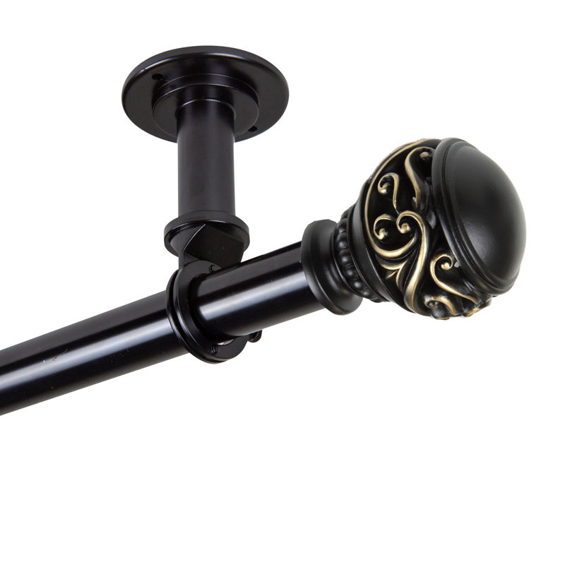 Tringle à rideaux simple réglable 1 po Addieson, 28" - 48", Noir