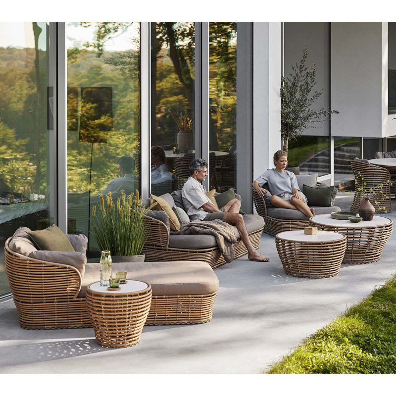 Basket Outdoor Round Coffee Table, Graphite/Fossil Black, 30" W x 30" L x 16" H
