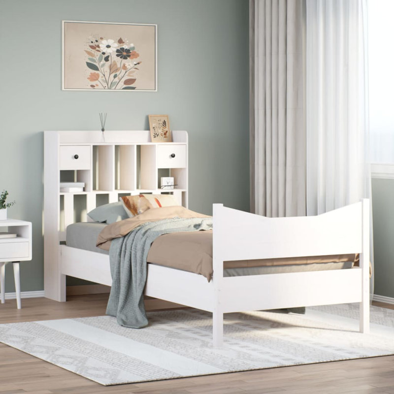 Reidsville Solid Wood Bed, White, 180cm W x 200cm D