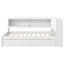 Lit de jour en bois pleine grandeur avec tablettes de rangement, USB, DEL et 2 tiroirs, blanc-832249443