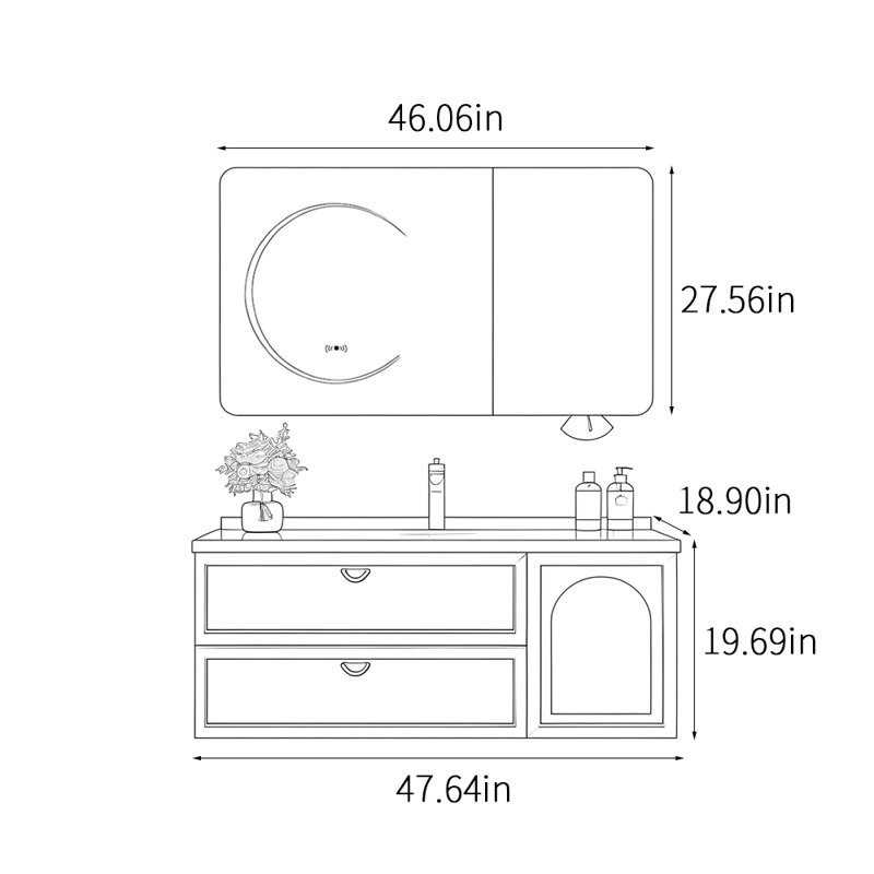 Light luxury French style bathroom cabinet