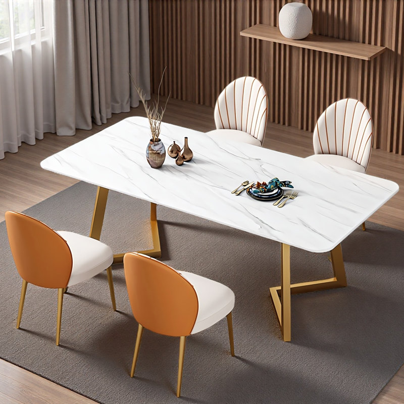 Light Luxury Rock Plate Rectangular Dining Table