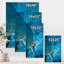Composition abstraite de marbre en bleu I - peinture sur toile-60160445-60160438