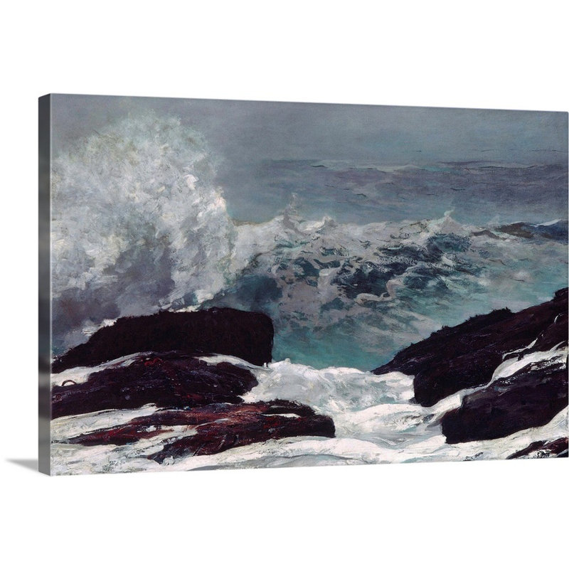« Maine Coast » par Winslow Homer, reproduction d’art, H 12 po x l 18 po x 1,25 po, Toile tendue