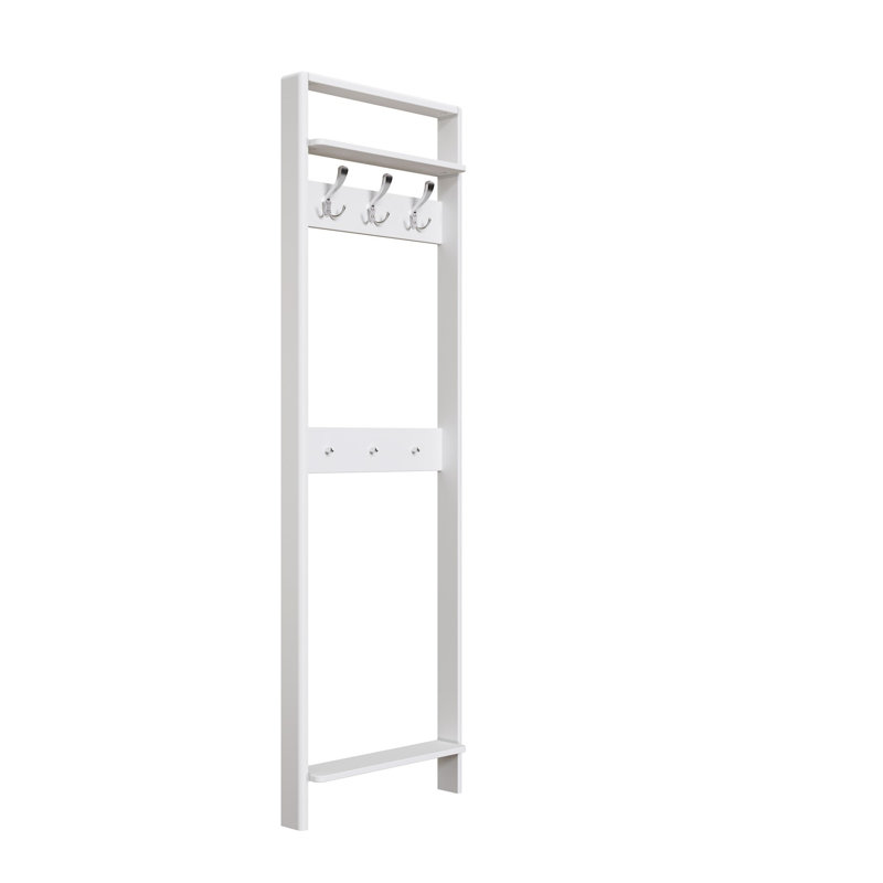 Solid Wood Wall 6 - Hook Wall Mounted Coat Rack, White