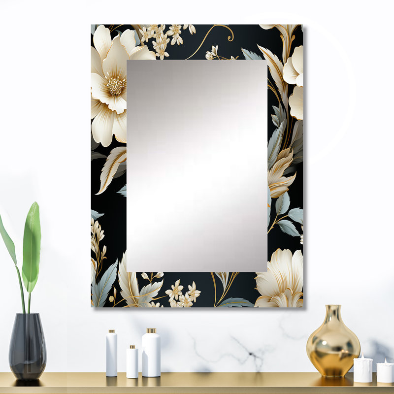 Motif victorien contemporain de Jameson, motif victorien - grand miroir mural floral, miroir unique Cottage, impression sur métal