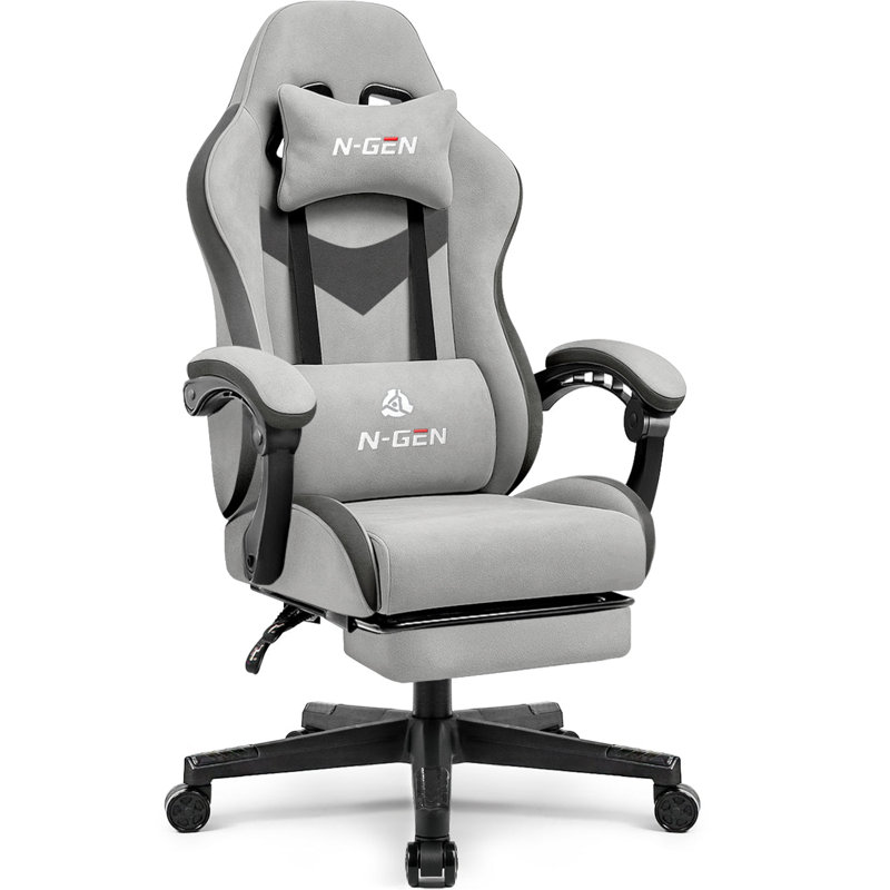 Fauteuil de jeu de course inclinable et ergonomique à haut dossier, Gris