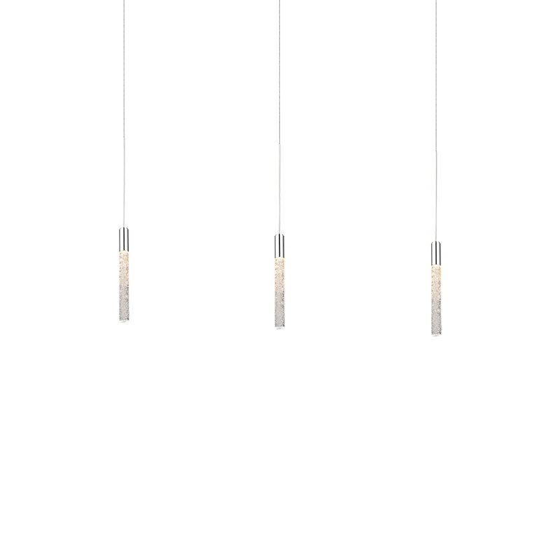 Luminaire suspendu cylindrique à DEL 3 lumières Magic, Nickel poli