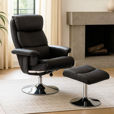 Leather Effect Reclining Chair And Footstool