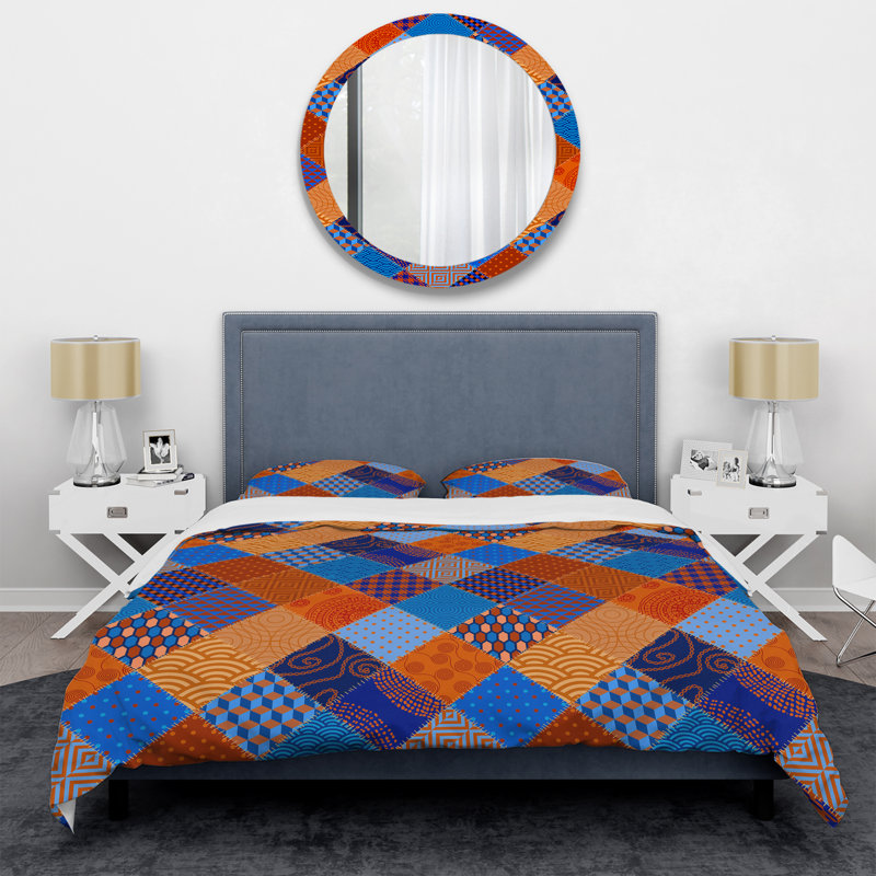 Multicolore patchwork matelassé - ensemble de housse de couette abstrait - microfibre de polyester
