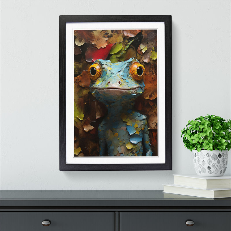 Gecko Contemporary No.2 - Framed Print, 34cm H x 25cm W, Black Framed